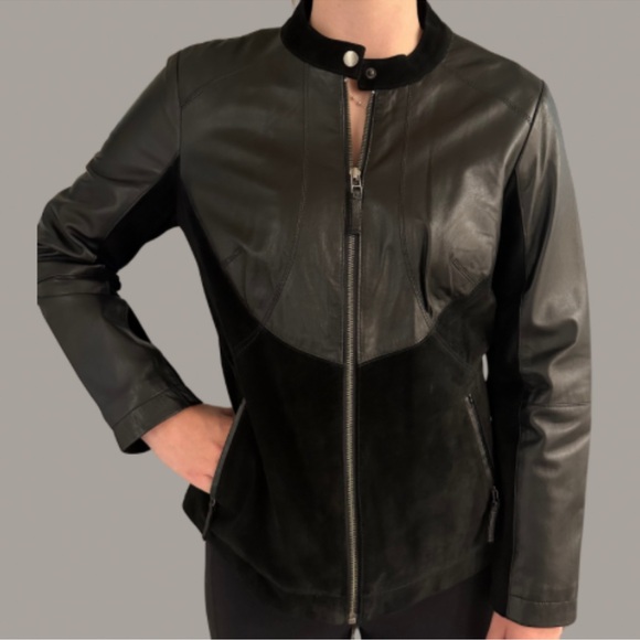 Chic Tribal Womens Black Leather & Suede Moto
Zip Jacket - Picture 5 of 9